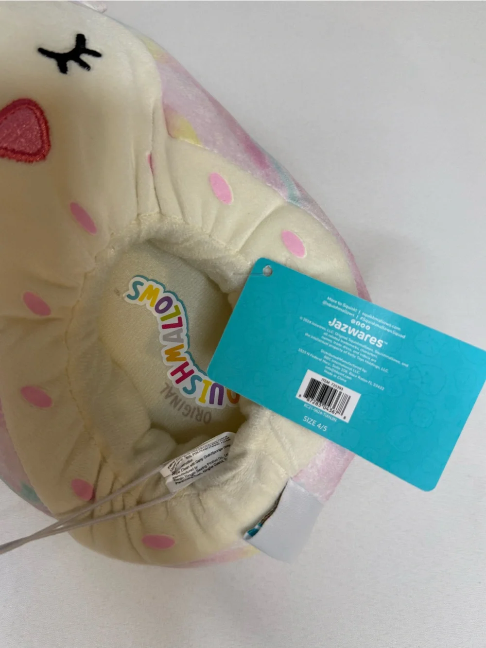 Squishmallows Pastel Owl Plush Slippers Size 4-5 NWT
